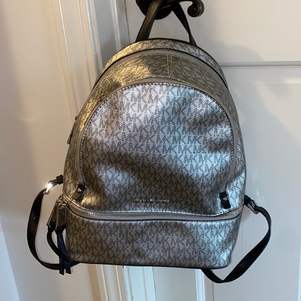 Michael kors silver backpack